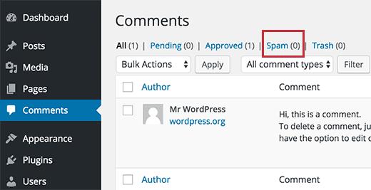 Comment spam folder Comment spam folder