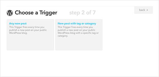 Choose any new post as your trigger Choose any new post as your trigger