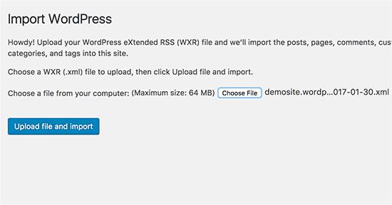 上传WordPress导入文件 上传WordPress导入文件