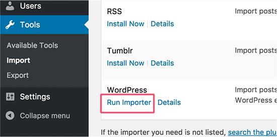 运行WordPress导入程序 运行WordPress导入程序