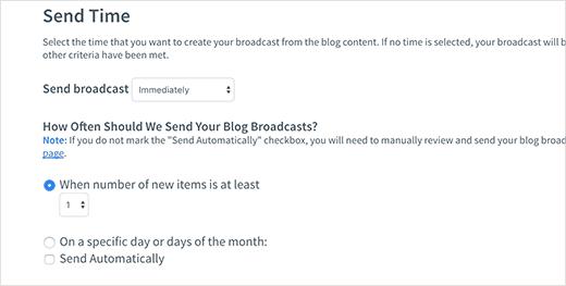 When to send RSS to Email newsletter When to send RSS to Email newsletter