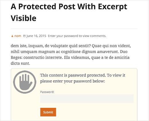 Showing excerpt for a password protected post in WordPress Showing excerpt for a password protected post in WordPress