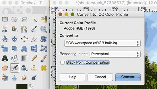 Converting color profile in GIMP Converting color profile in GIMP