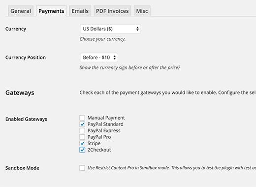 Setting up payments in Restrict Content Pro Setting up payments in Restrict Content Pro