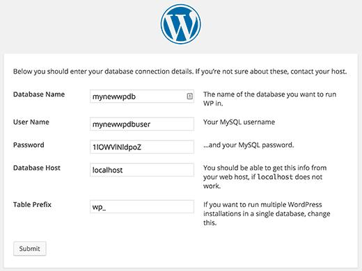 Creating configuration file step during WordPress installation Creating configuration file step during WordPress installation