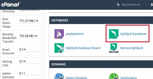 MySQL databases in cPanel MySQL databases in cPanel
