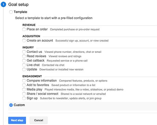 Creating custom goal in Google Analytics Creating custom goal in Google Analytics