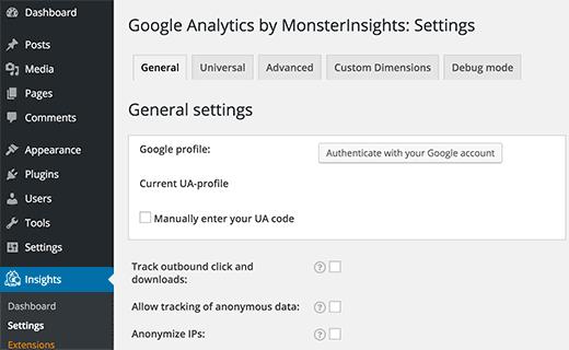 验证Google帐户以选择您的Google Analytics配置文件 验证Google帐户以选择您的Google Analytics配置文件