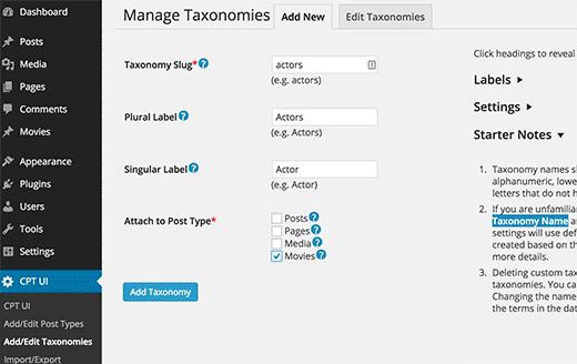create-taxonomy-cptui Create Taxonomy in CPT UI plugin