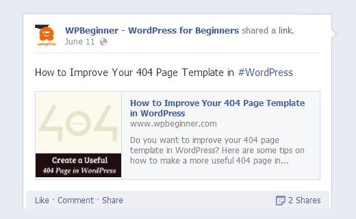 Shared article with thumbnail image on Facebook Shared article with thumbnail image on Facebook