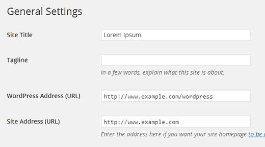 Changing your site address setting in WordPress Changing your site address setting in WordPress