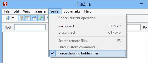 Force showing hidden files in Filezilla FTP client Force showing hidden files in Filezilla FTP client