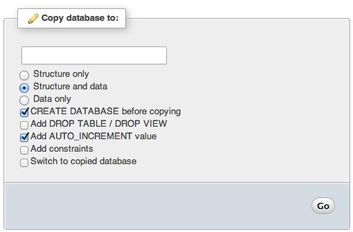 phomyadmin copy database phpMyAdmin Copy Database To