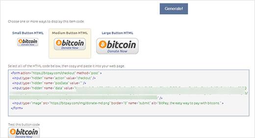 Choose your Bitcoin donate button size