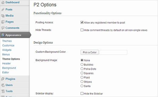 Configuring P2 Theme Options Configuring P2 Theme Options