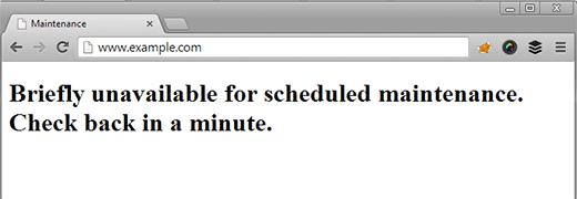Unavailable for Maintenance notification in WordPress Unavailable for Maintenance notification in WordPress