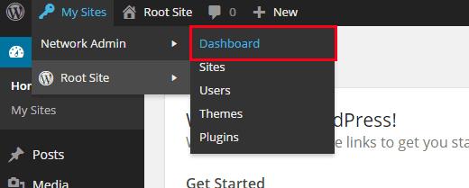 Switching to network admin dashboard Switching to network admin dashboard