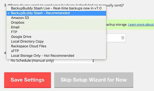 Choose where to save backups Choose where to save backups