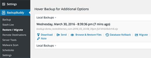 Restore files and database from backup Restore files and database from backup