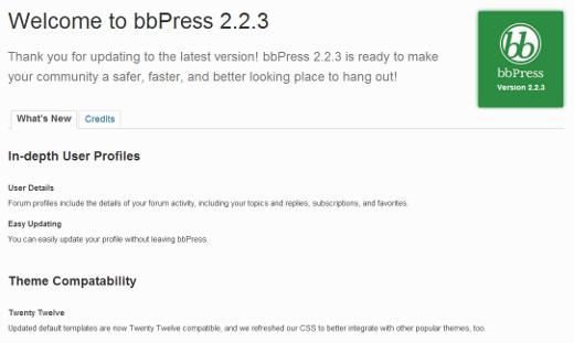 bbPress welcome page bbPress welcome page