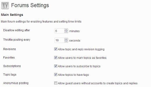 bbPress forums settings page bbPress forums settings page