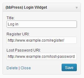 bbPress log in widget settings bbPress log in widget settings