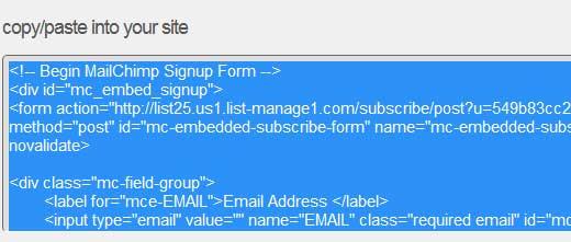 MailChimp Form Embed Code MailChimp Form Embed Code