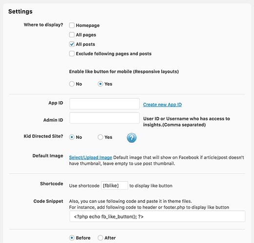 WP Like Button settings WP Like Button settings