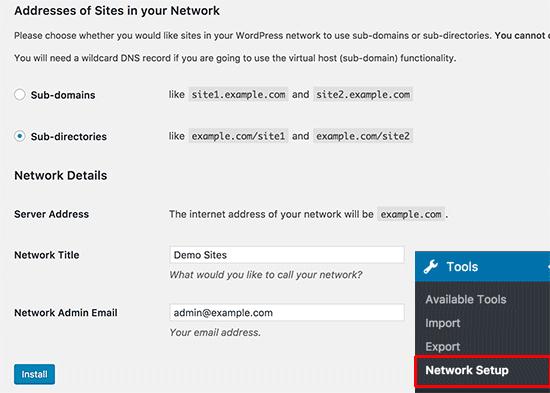 WordPress multisite network setup WordPress multisite network setup