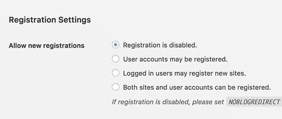 WordPress multisite registration settings WordPress multisite registration settings