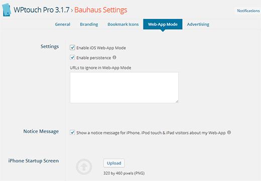 Turning on the web-app mode for iOS devices Turning on the web-app mode for iOS devices