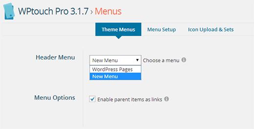 Choose a menu for your mobile site Choose a menu for your mobile site