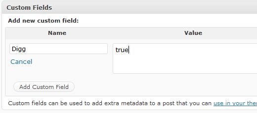 Add a Digg Button in Your WordPress using Custom Field