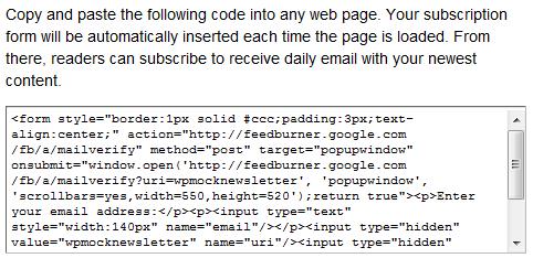 Activate Email Subscription in FeedBurner