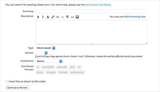 Opening a new ticket for feature suggestion in WordPress Opening a new ticket for feature suggestion in WordPress