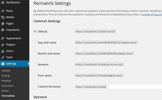 Permalinks Settings Screen