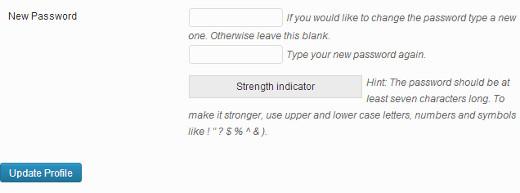 Add new WordPress password Add new password screen