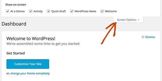 Show or hide sections on WordPress dashboard screen Show or hide sections on WordPress dashboard screen