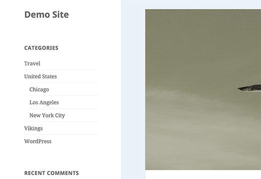 Categories and child categories in WordPress sidebar Categories and child categories in WordPress sidebar