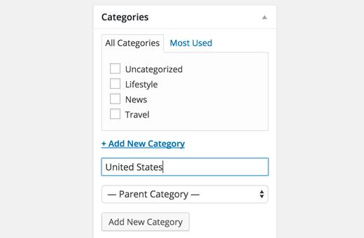 Adding new category while writing a post Adding new category while writing a post