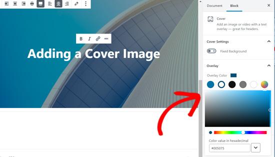 Cover block color overlay options Cover block color overlay options