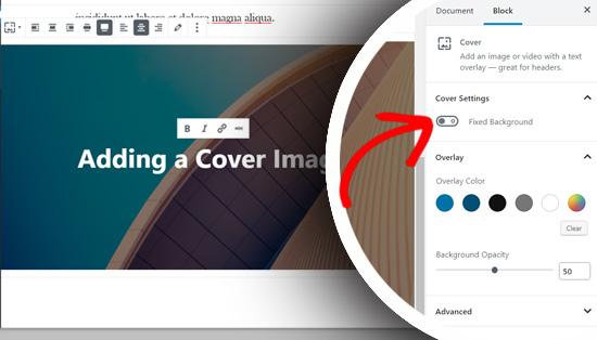Fixed background option in cover block in Gutenberg Fixed background option in cover block in Gutenberg
