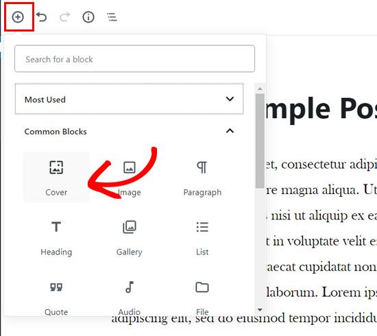 Add cover block in WordPress block editor Add cover block in WordPress block editor