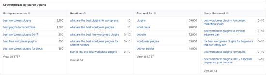 Ahrefs 中的更多关键字建议 Ahrefs 中的更多关键字建议