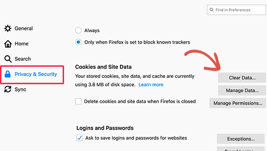 在 Firefox 中清除 cookie 和站点数据 在 Firefox 中清除 cookie 和站点数据