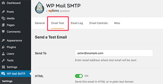 测试 WordPress SMTP 电子邮件设置