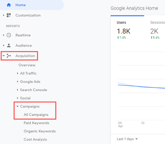 查看 Google Analytics 中的所有广告系列 查看 Google Analytics 中的所有广告系列