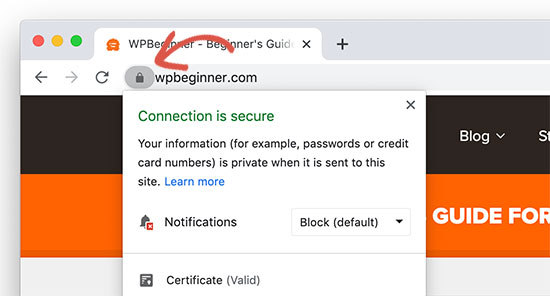 指示使用 SSL HTTPS 协议的网站的挂锁图标