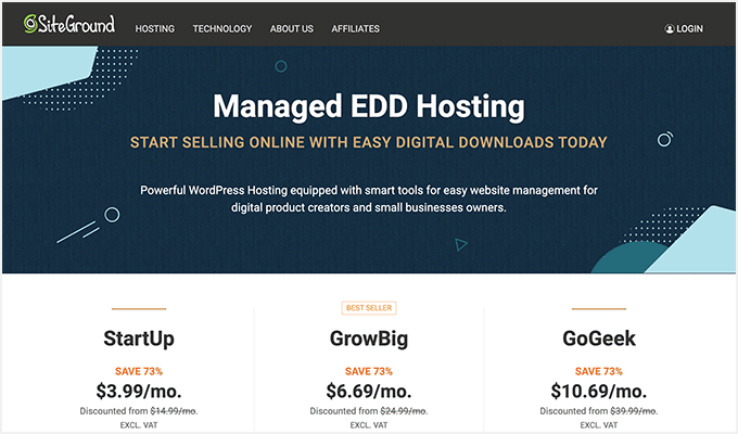 SiteGround Managed Hosting for Easy Digital Download (EDD)