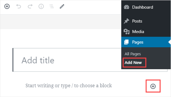 在 WordPress 中创建一个新页面并向其中添加一个新块